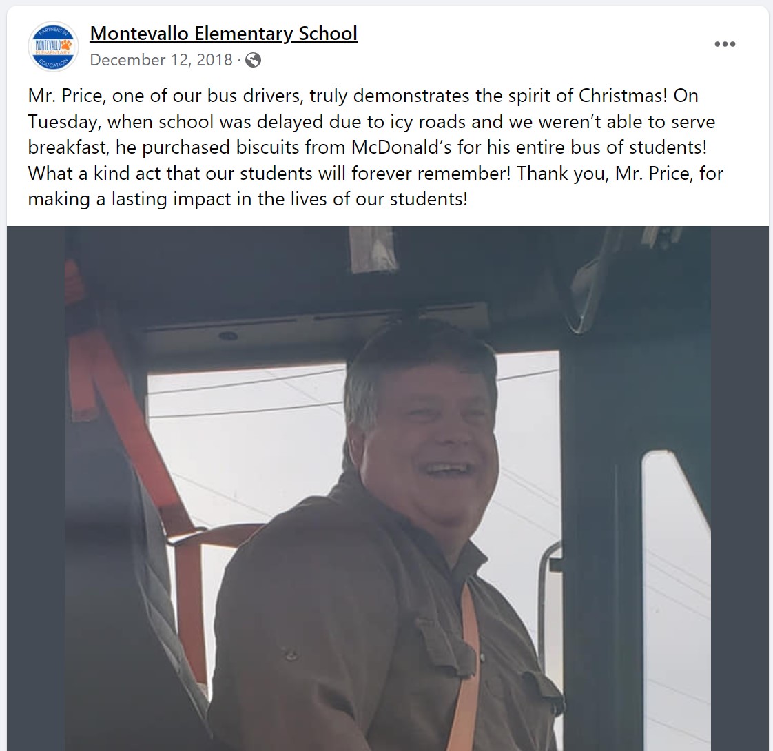 Bus driver buys breakfast for 50 students who couldn't eat because of