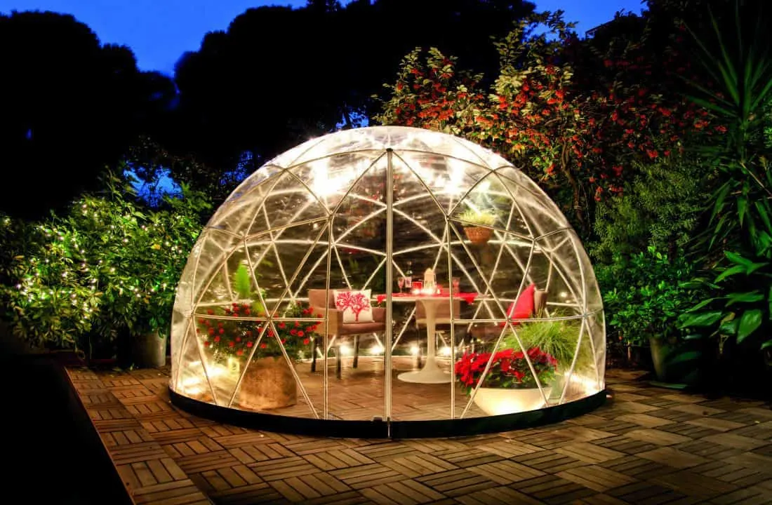 The Garden Dome Igloo at night