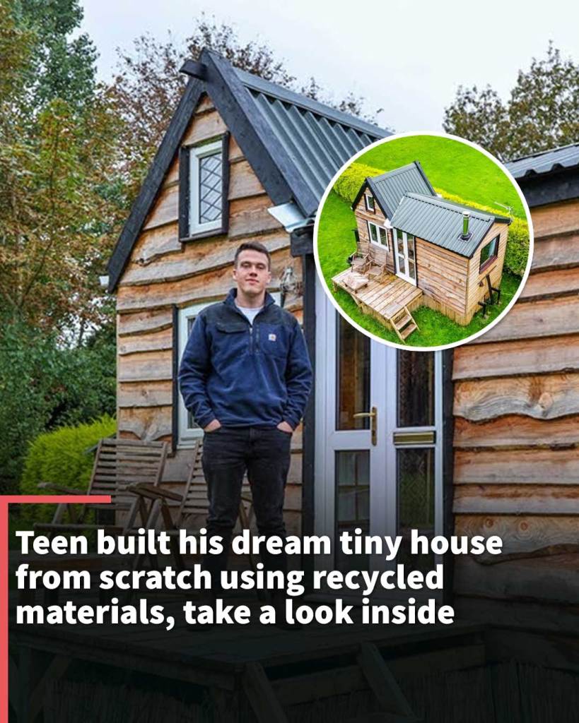 Teen built his dream tiny house from scratch using recycled materials and now lives rent-free