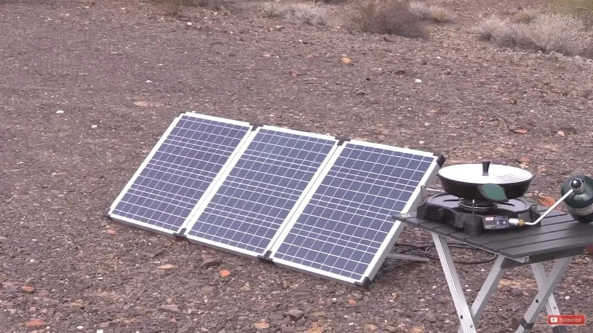 The solar panels she uses for her tiny teardrop trailer home.