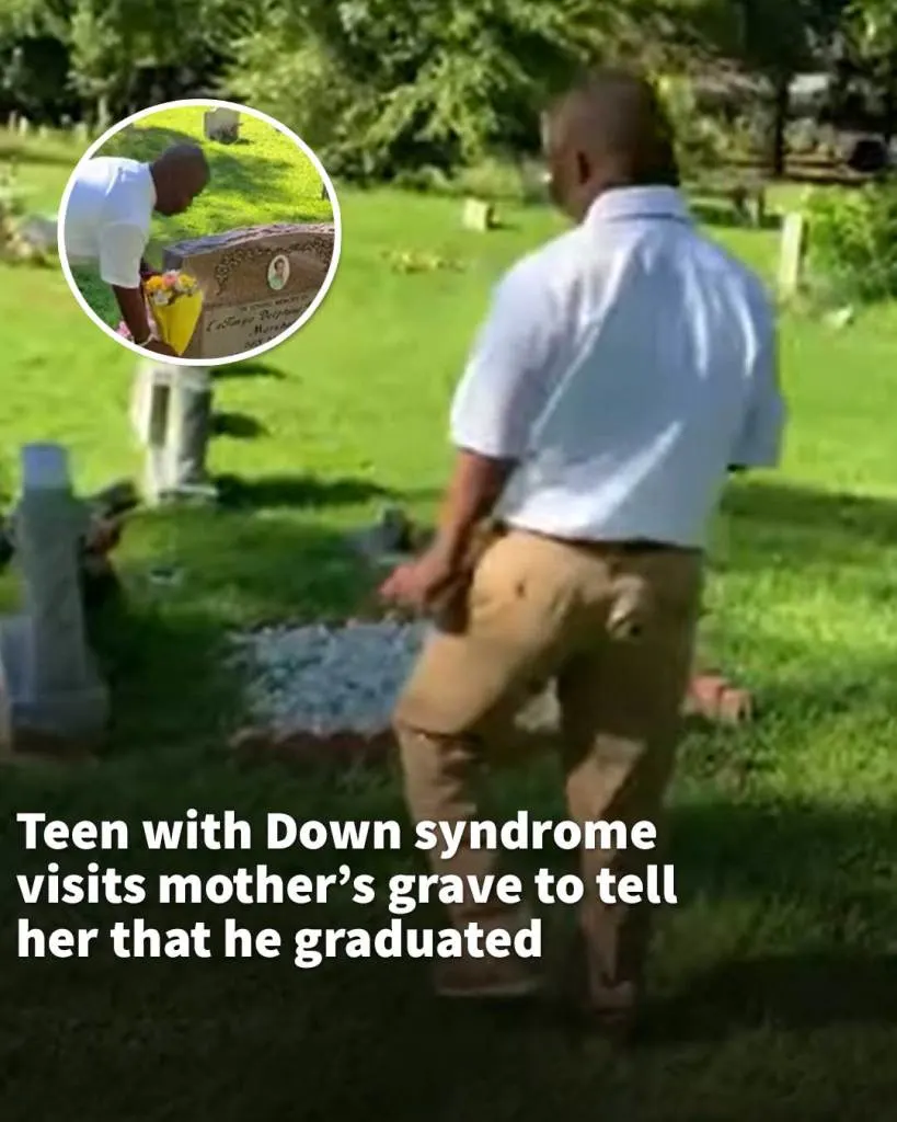 Teen with Down syndrome visits mother’s grave to tell her that he graduated