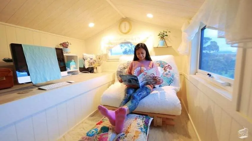 The tiny home comes with a comfortable guest house.