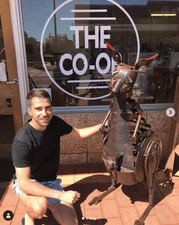A metal sculpture of a Kangaroo made by Jordan Sprigg