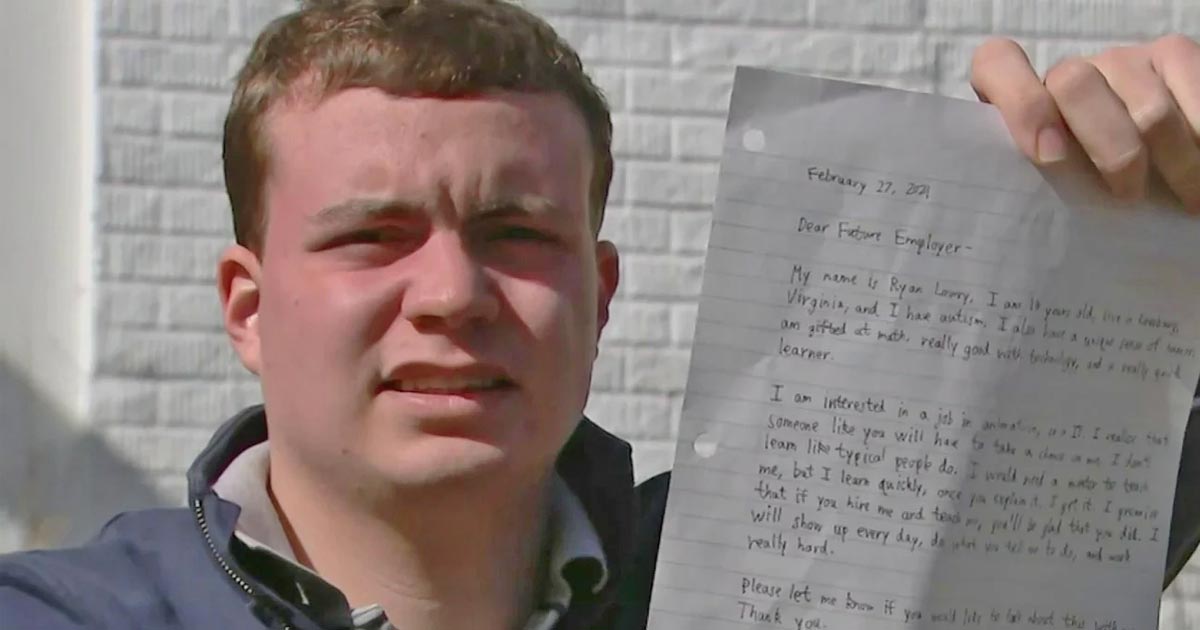 Young man with autism writes emotional letter to future employer