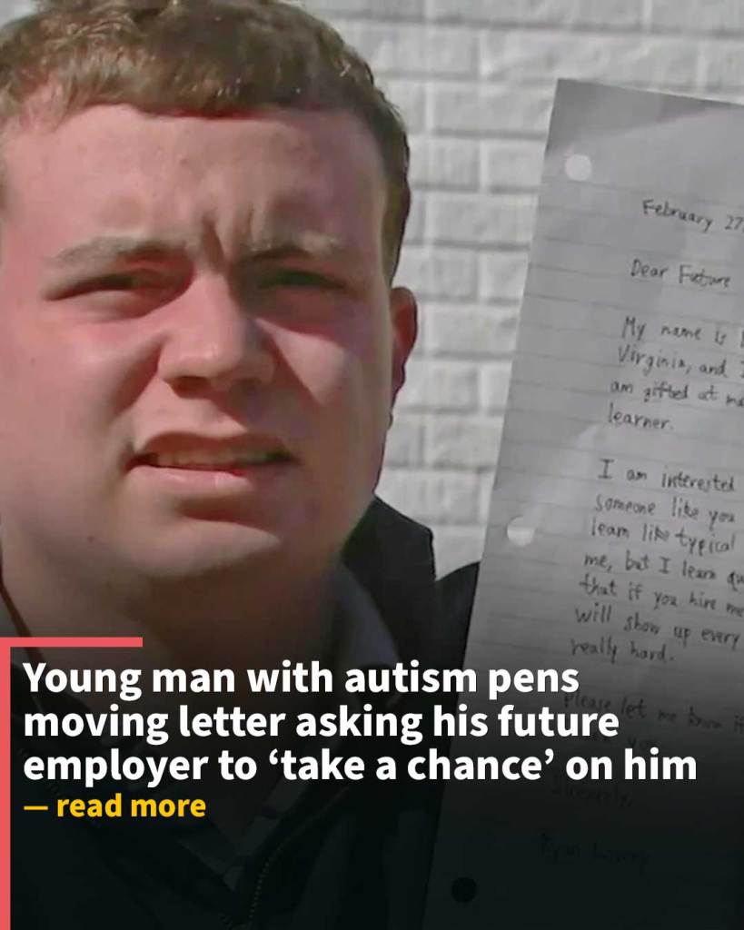 Young man with autism writes emotional letter to future employer