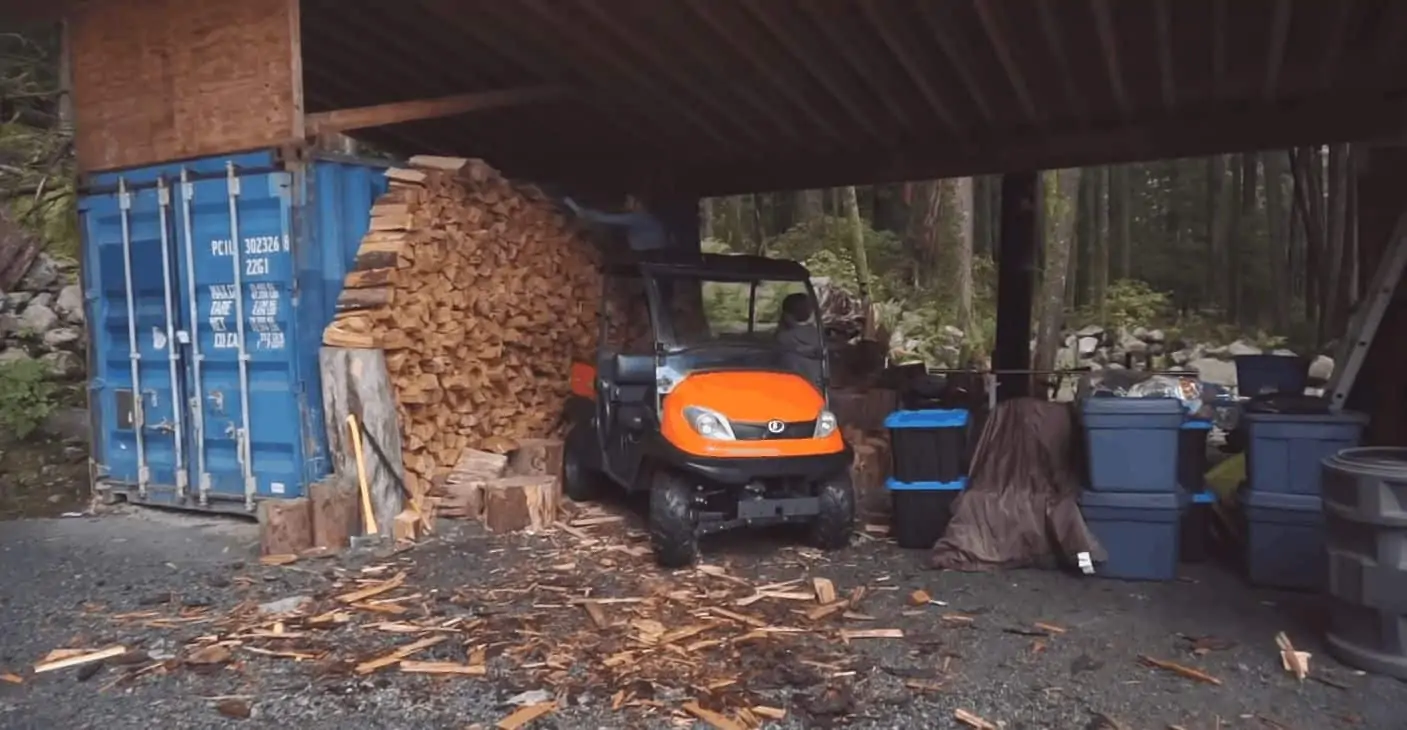 The family's stock of woods to keep their off the grid home warm and cozy