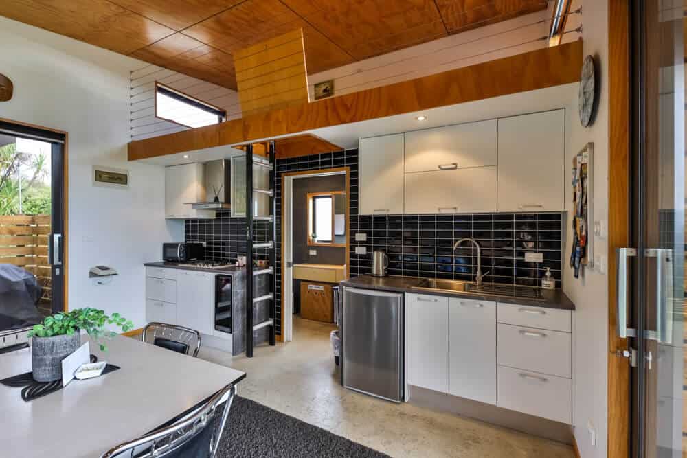 The kitchen inside a tiny home