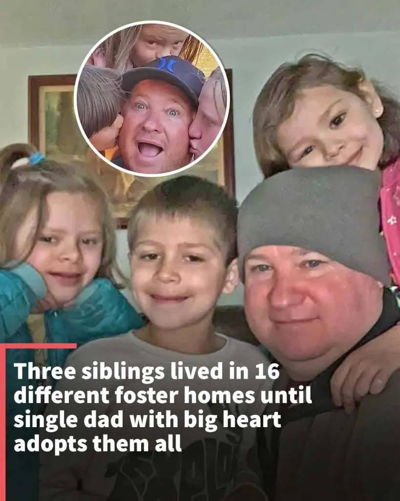 Three siblings lived in 16 different foster homes until single dad with big heart adopts them all