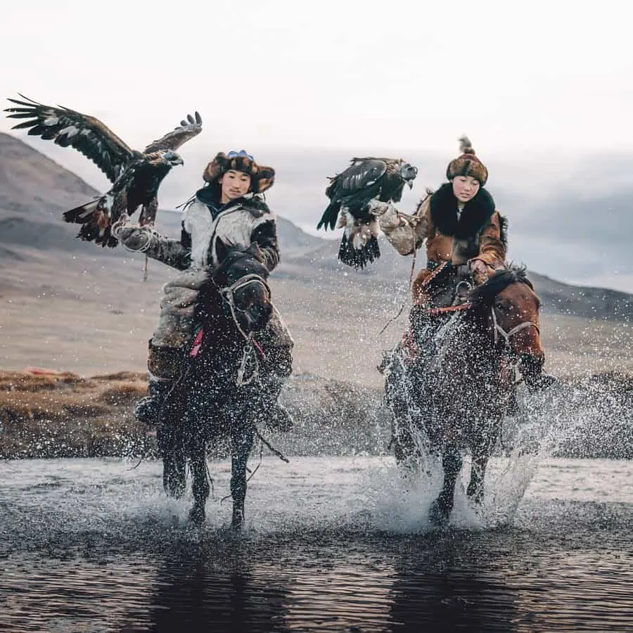 Eagle hunters Zamanbol and Barzabai