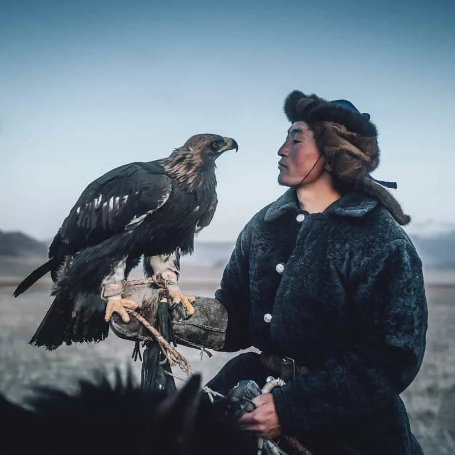 A male eagle hunter with his eagle