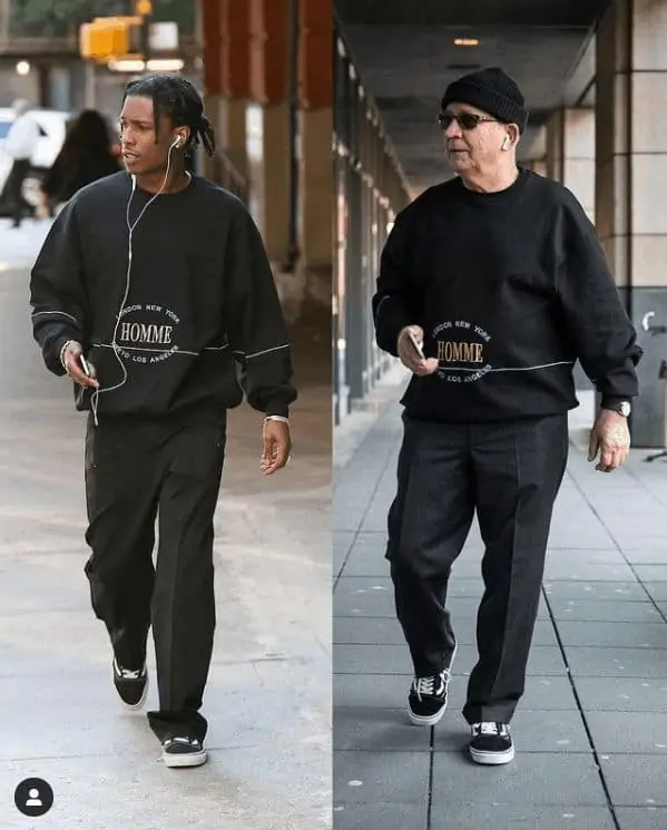 "Who wore it better?" It's really hard to tell as Gramps totally rocks his recreation of celebrity OOTDs.