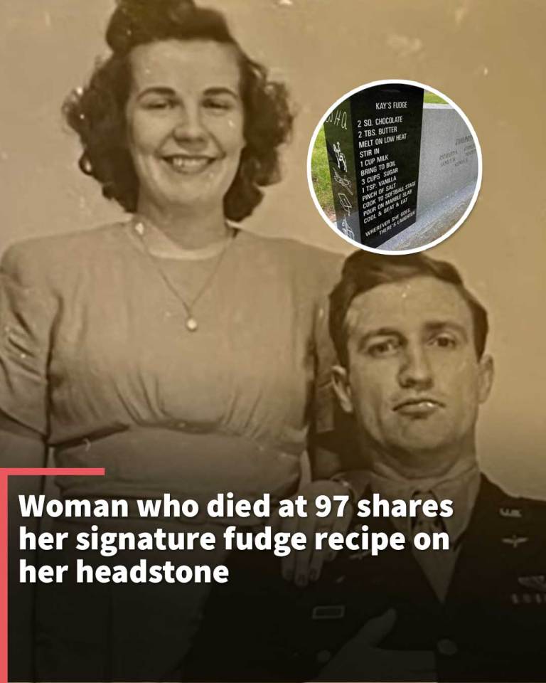 Woman's signature fudge recipe on her headstone