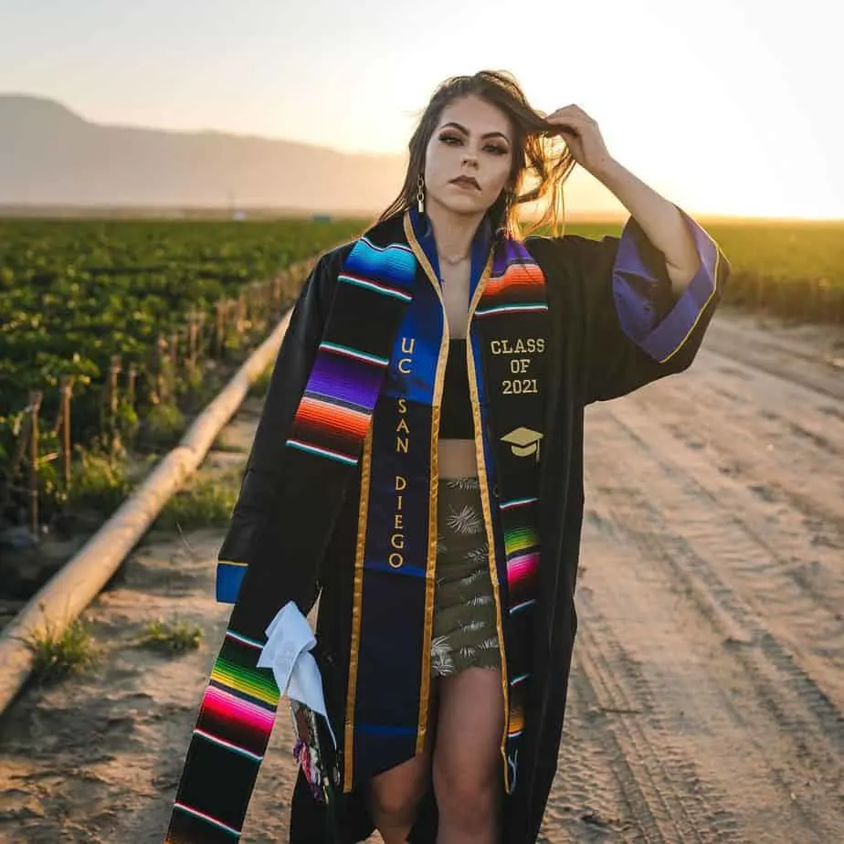 Jennifer Rocha in her graduation cap and gown