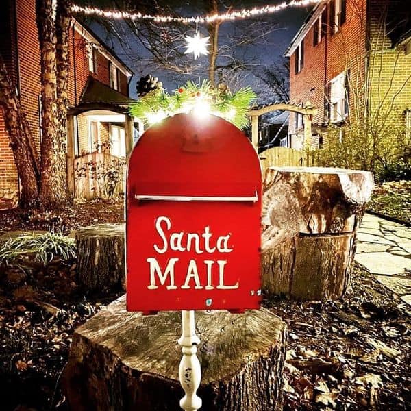 A red mailbox where kids can drop their letters to Santa Claus