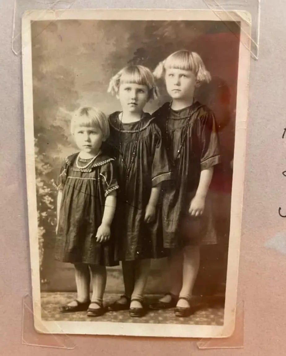 A vintage photo of the three sisters when they were young 