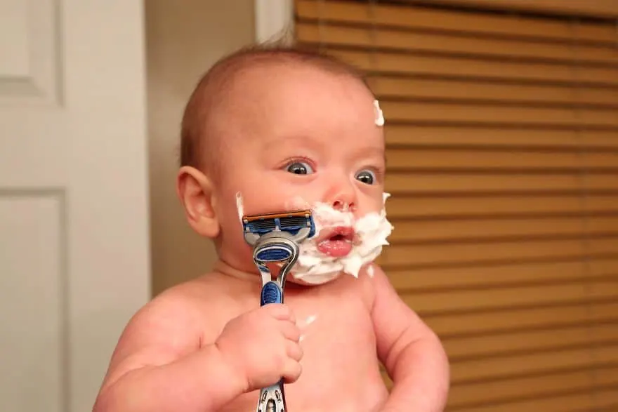 A Photoshopped picture of baby Ryan shaving his beard