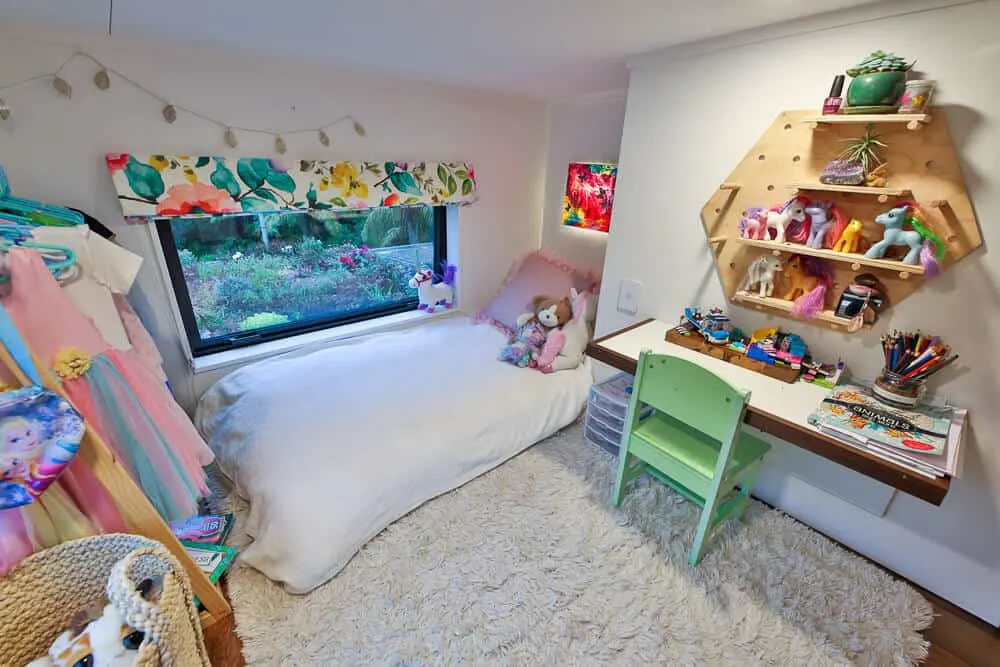 A little girl's bedroom in a tiny house