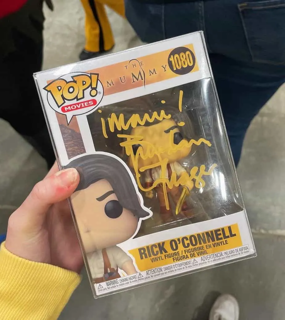 A signed Rick O'Connell Funko Doll