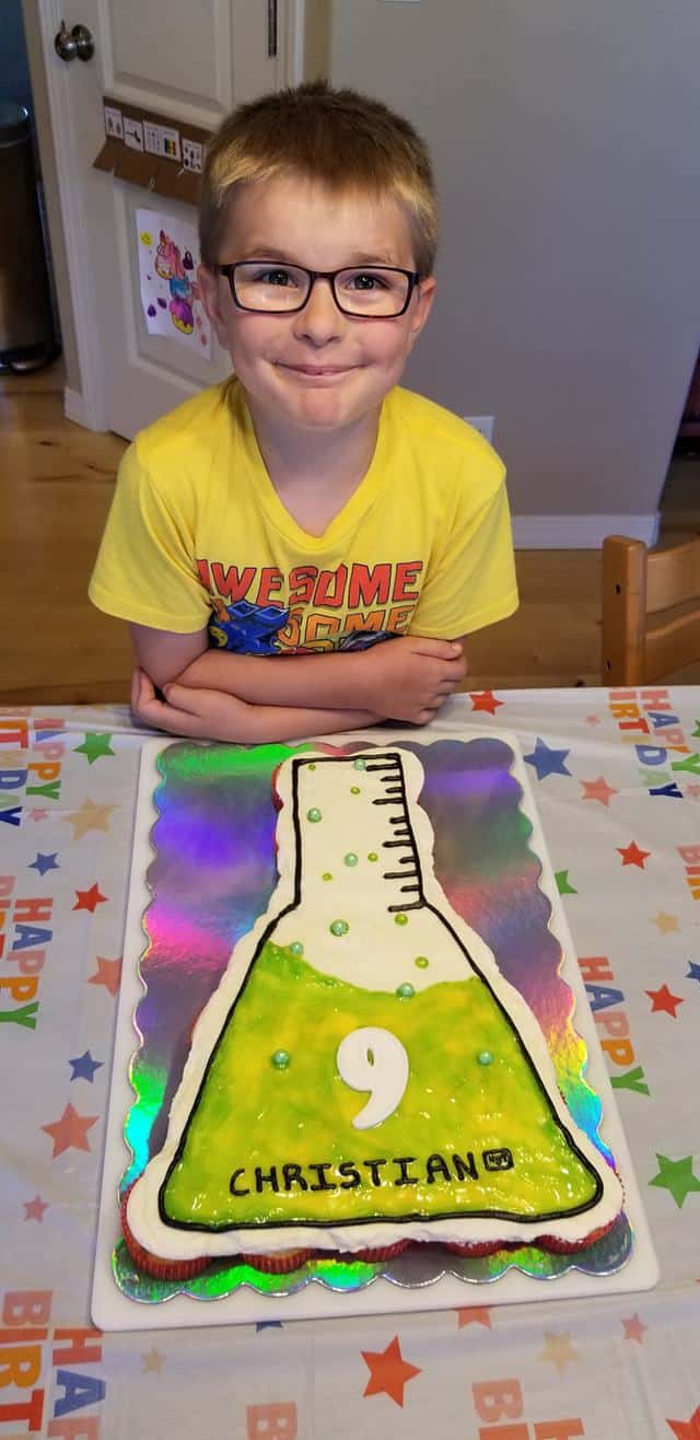 Christian Larsen and his birthday cake