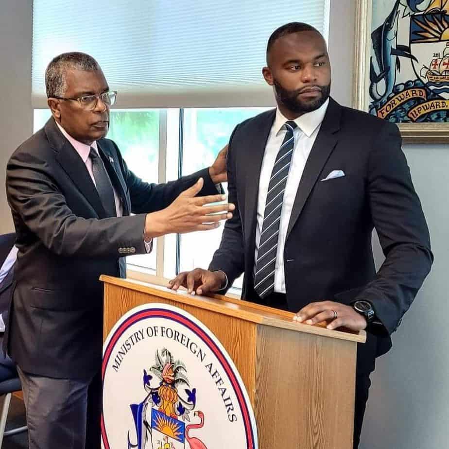 Myron Rolle and Hon. Fred Mitchell, the Minister of Foreign Affairs in the Bahamas