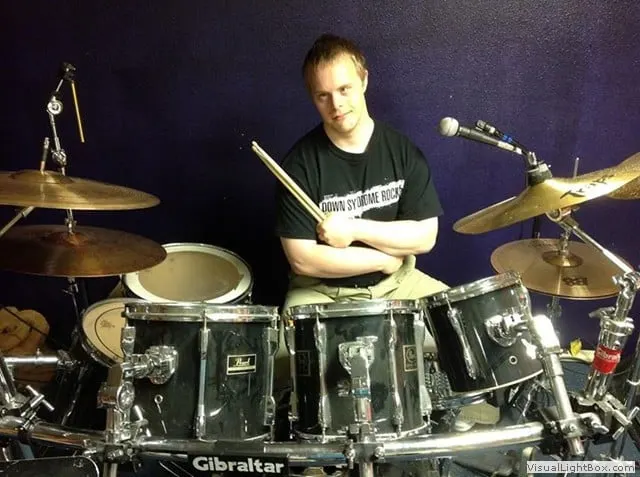 Dylan Kuehl playing the drums