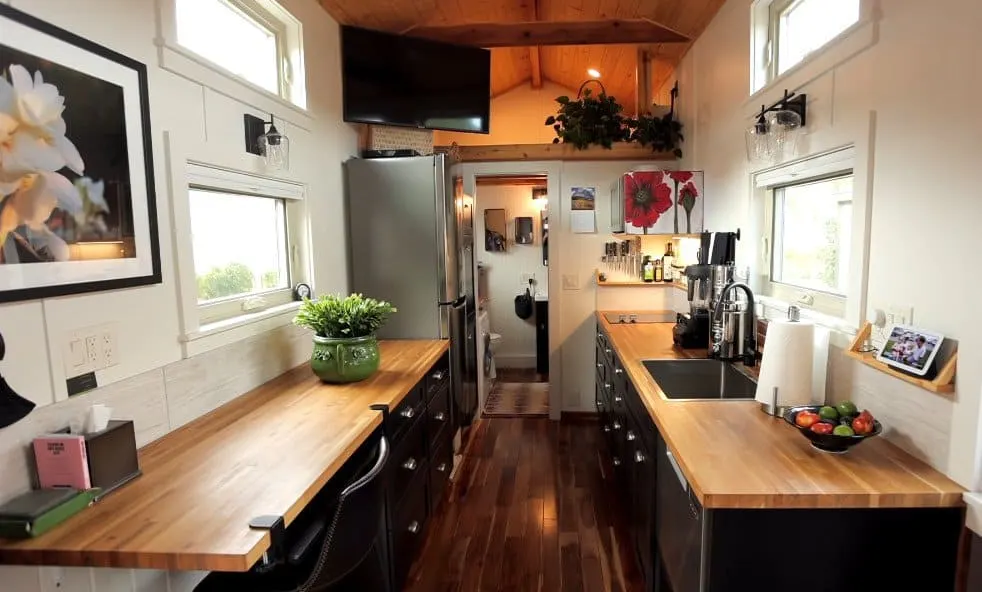 The kitchen of Sandy Brooks' tiny home in Escalante Village