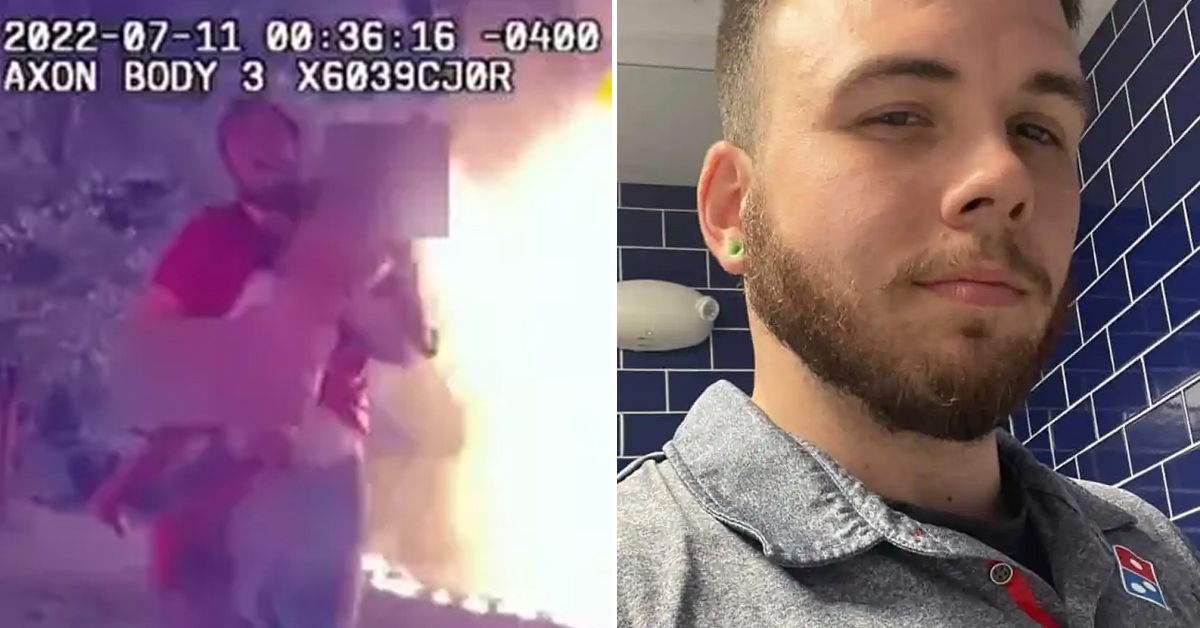 A pizza delivery guy driving by a burning home stops to rescue 5