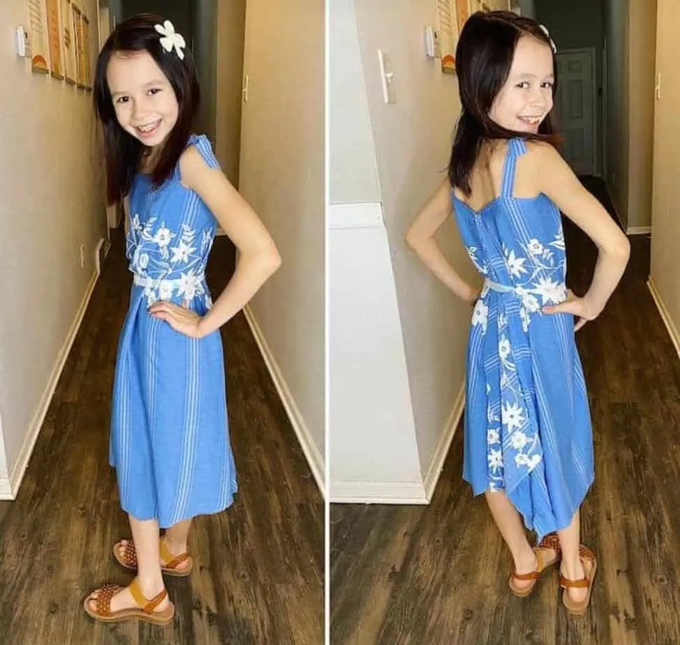Kaia Aragon talented 9yo designer modeling a blue dress