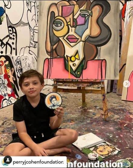 The young painter donates the proceeds of his paintings