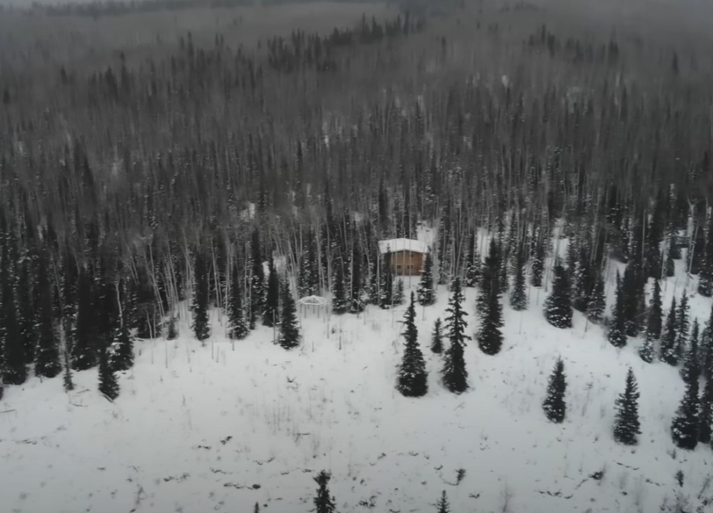 Aerial view of the cabin.