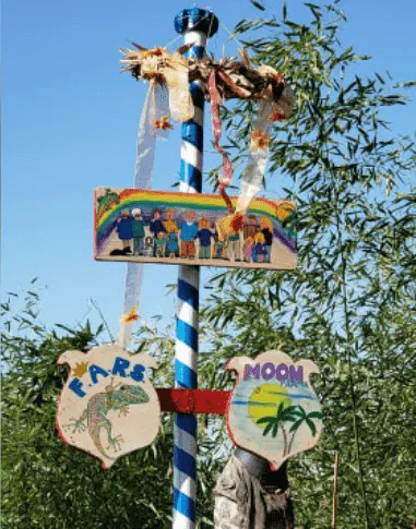 A maypole commemorates the friendship between the American hosts and their German guests.