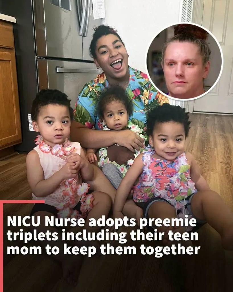 NICU Nurse adopts preemie triplets including their teenage mom to keep them together