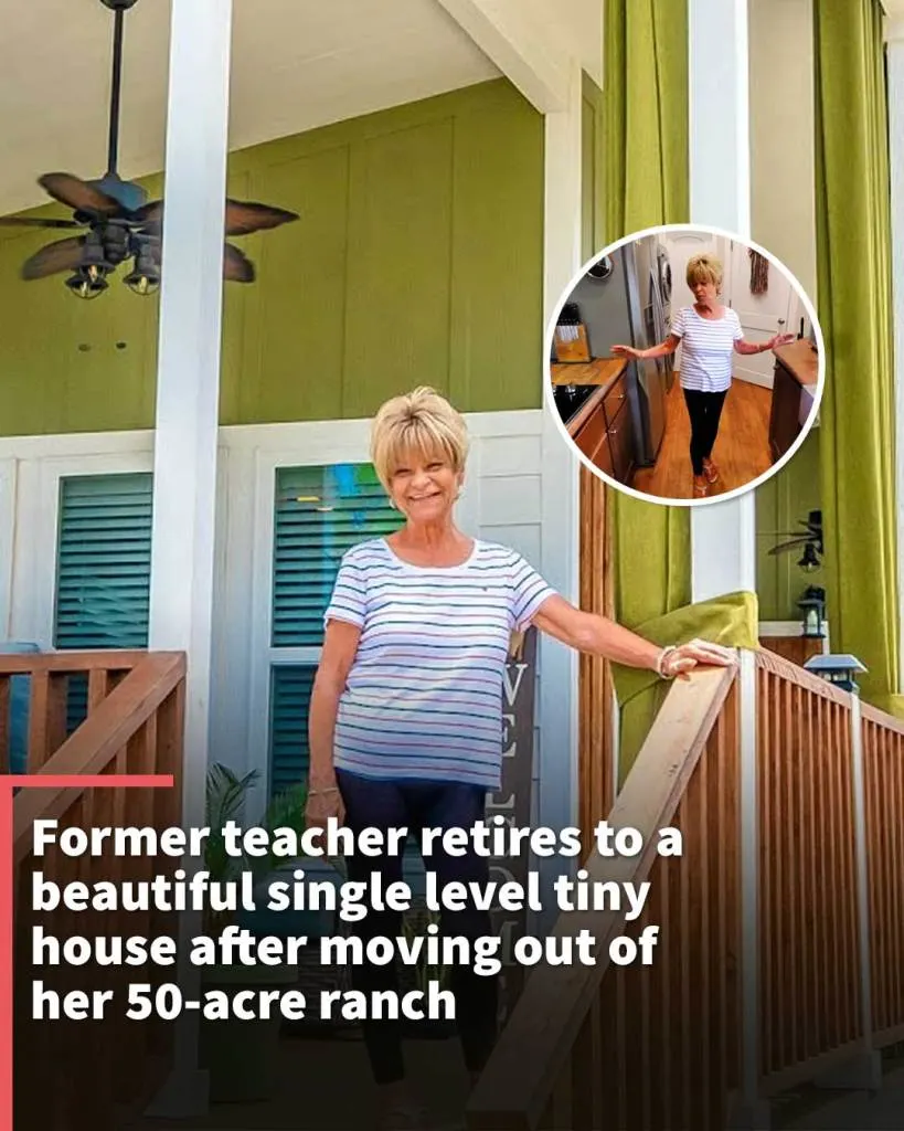 Former teacher retires to a beautiful single level tiny house after moving out of her 50-acre ranch