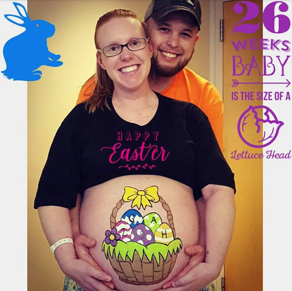Jordan and Briana showing her baby bump at 26th week with for an Easter photoshoot.