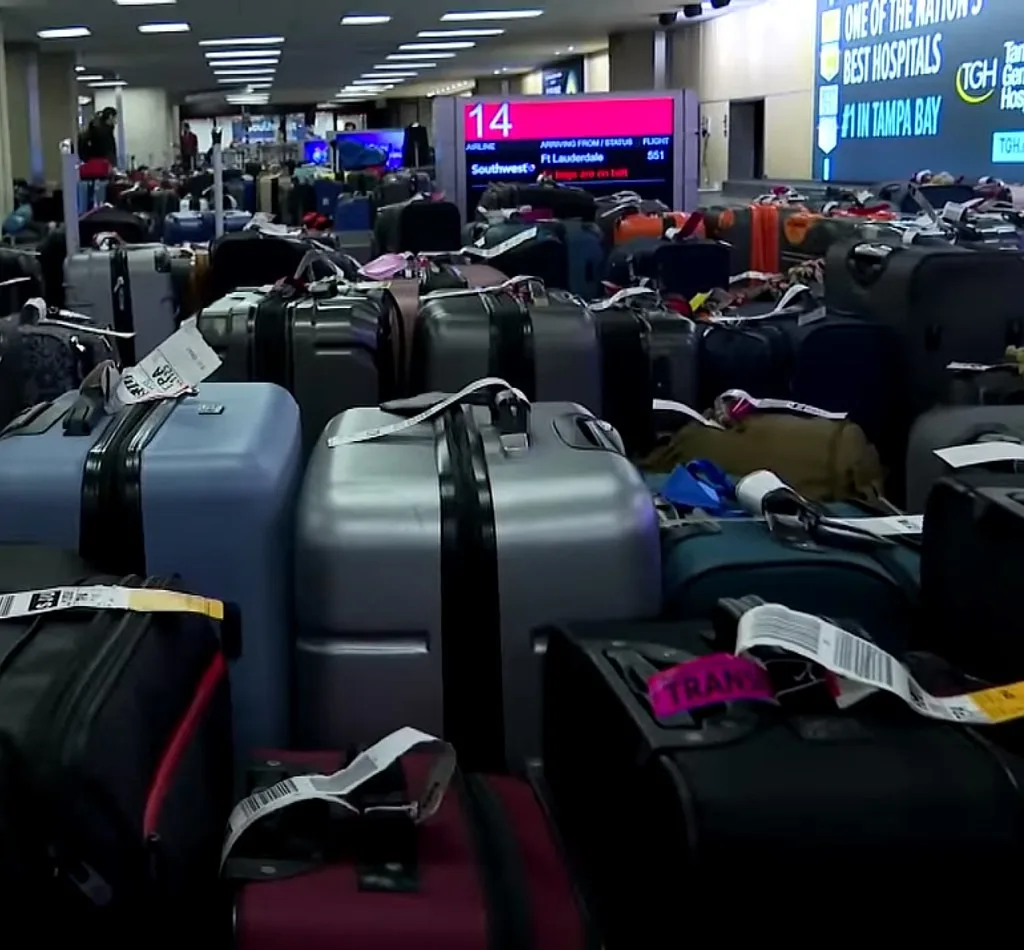 Sea of luggage at Tampa airport.