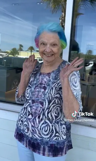 Grandma flaunts her rainbow hair
