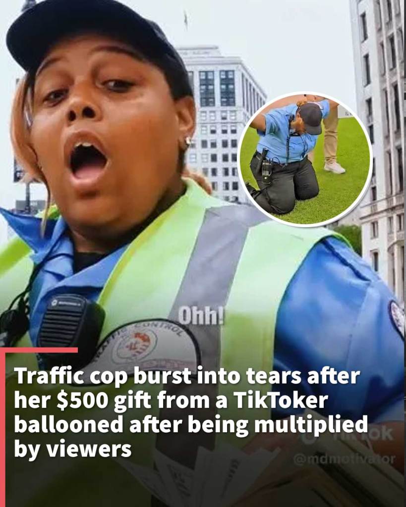 A traffic officer went viral after $500 gift ballooned to a $50,000 surprise from TikTok star