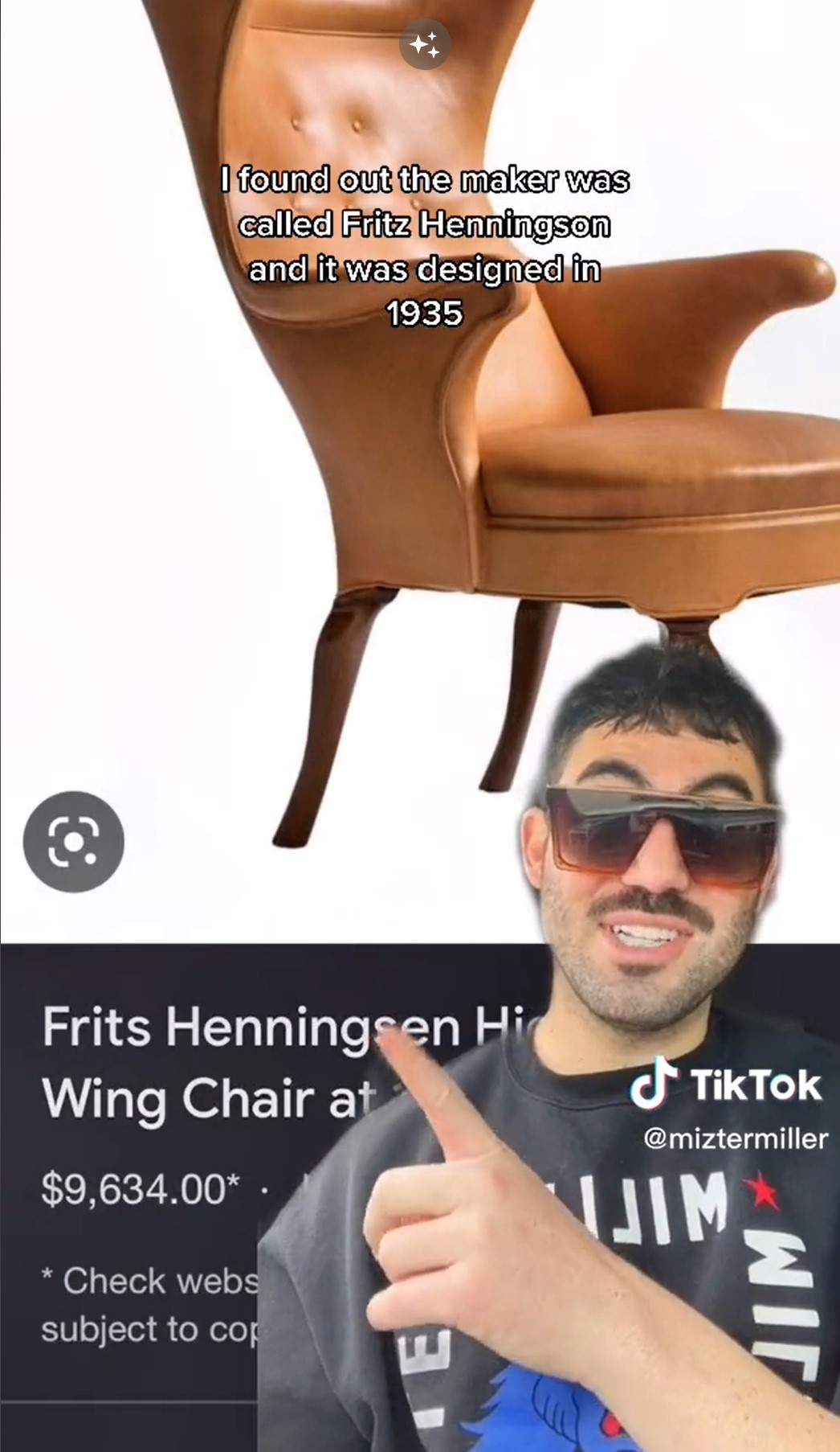 Justin finds out on Google how much is a Frits Henningsen chair.
