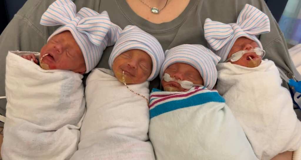 These babies are 2 sets of identical twins