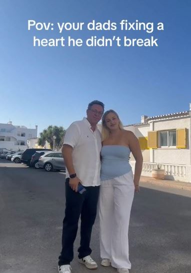 Dad enjoys a European holiday with daughter.