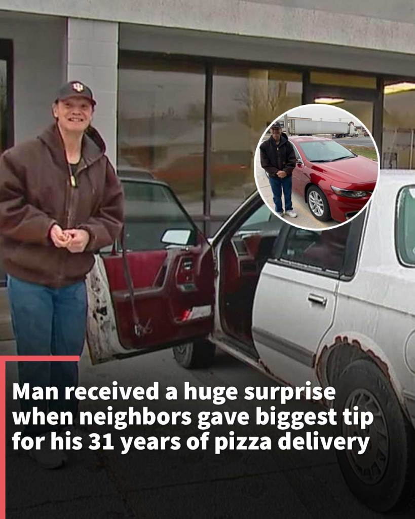 The man received a new car from the community to thank him for delivering his pizzas for 31 years
