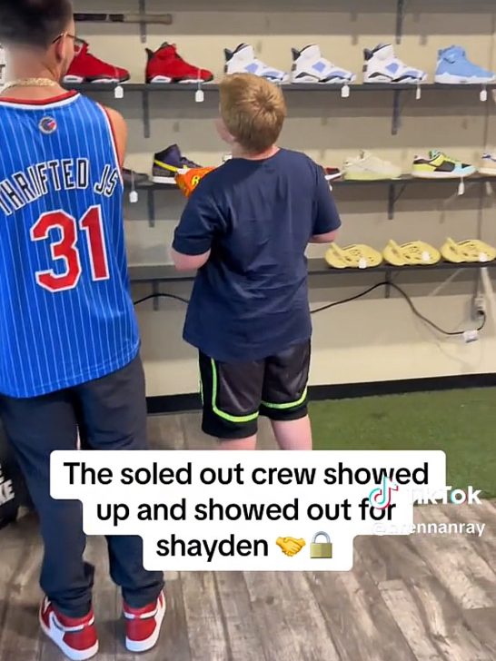 Shayden checking out the shoes at Soled Out.