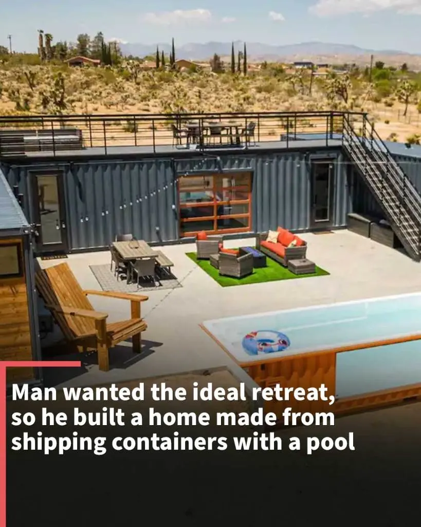 Man wanted the ideal retreat, so he built a home made from shipping containers with a pool