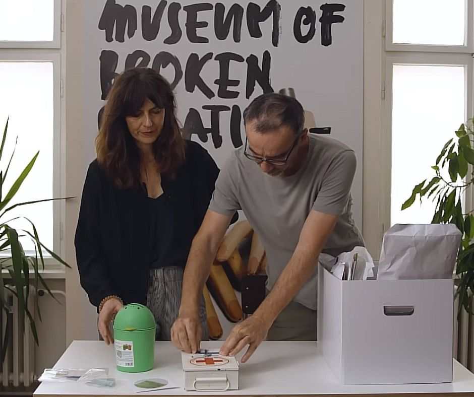 Olinka and Drazen opening some donations to the museum