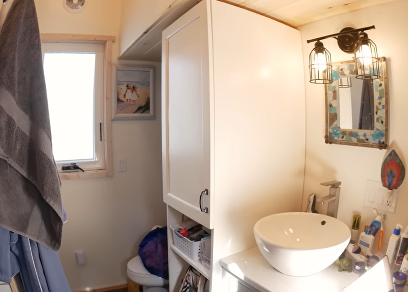 Their tiny house retirement home also features a full bathroom.