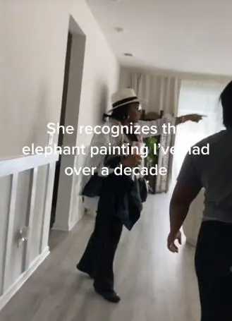 Nyomi's mom recognizes her elephant painting, asking if it's not hers