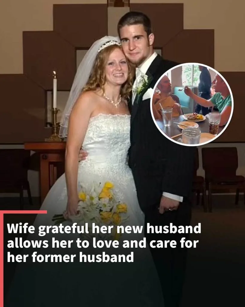 Woman cares for her former husband after he suffers a brain injury — with the help of her new husband