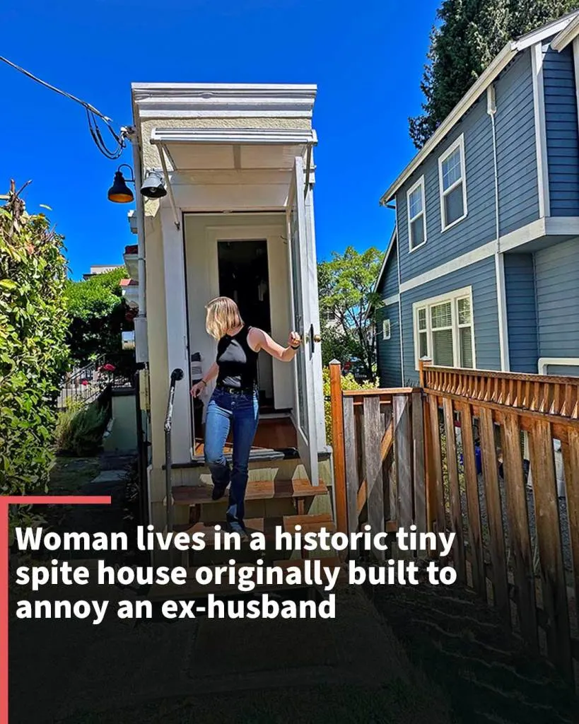 Woman lives in a historic tiny spite house originally built to annoy an ex-husband