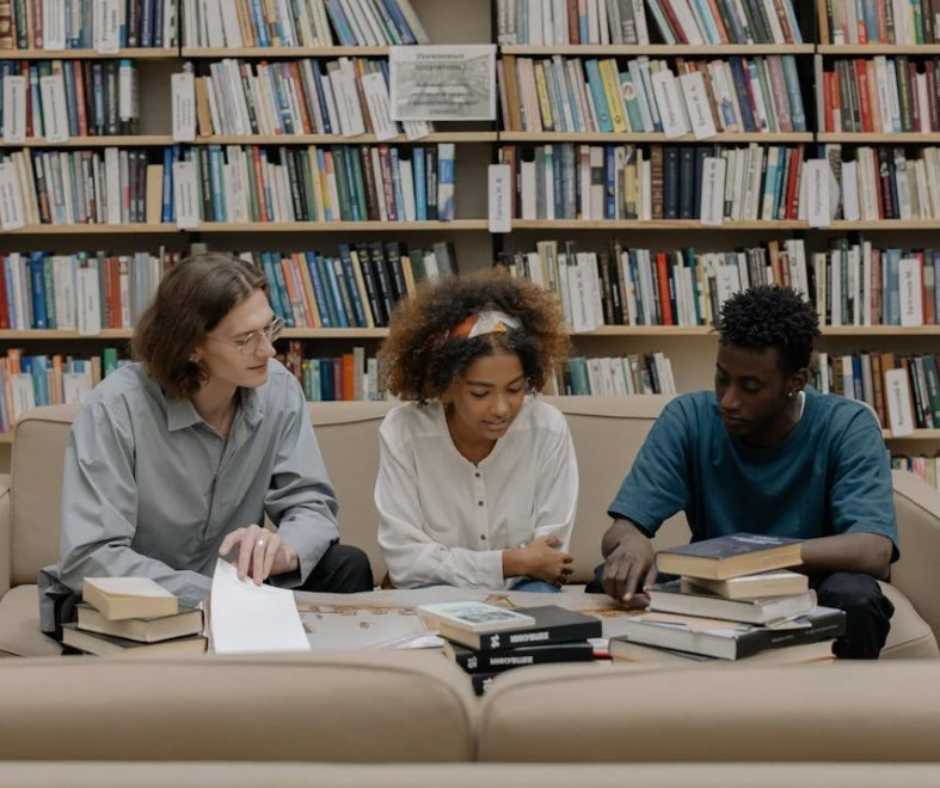 Gen Z studying in library