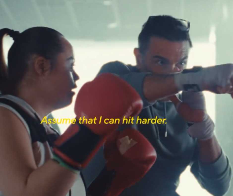 Part of the ad campaign where Madison is learning boxing
